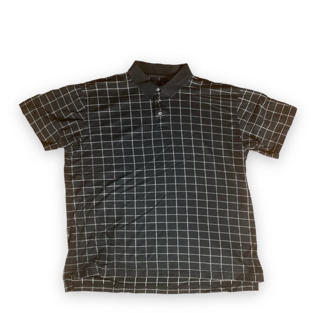 Cambridge Polo Shirt mens large geometric all over print L collar teacher